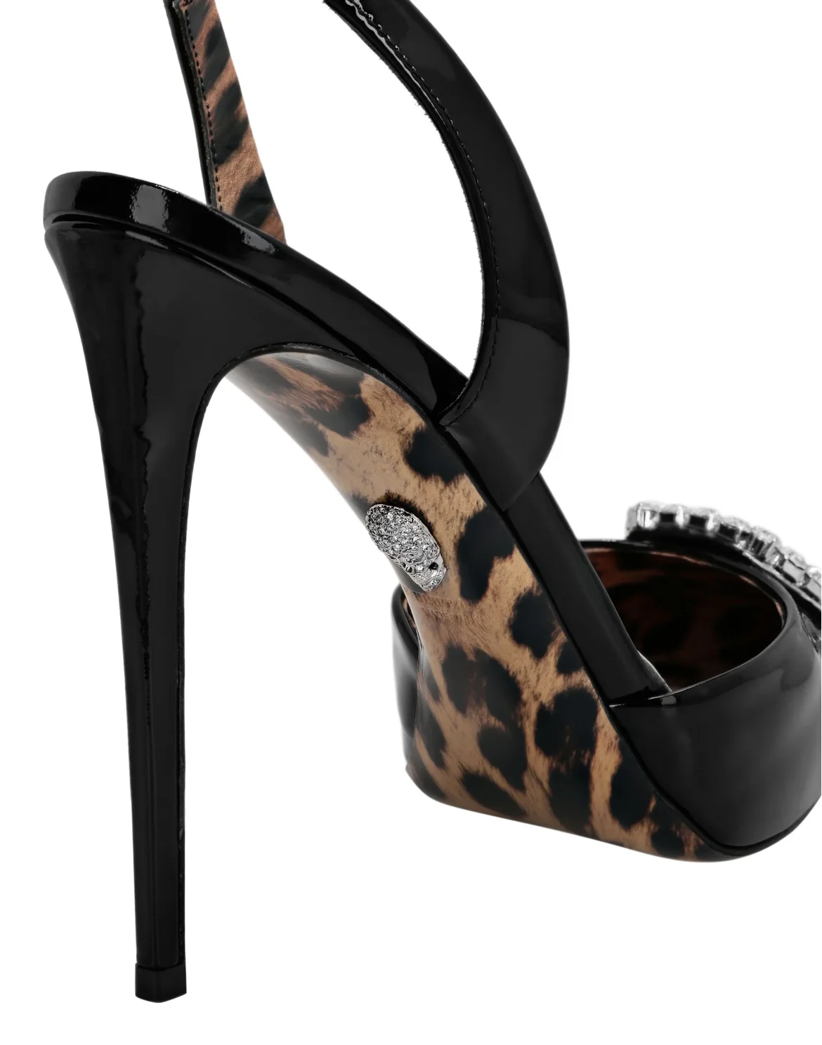 Patent Leather Decollete slingback Hi-Heels Crystal Hexagon, цвет: Черный