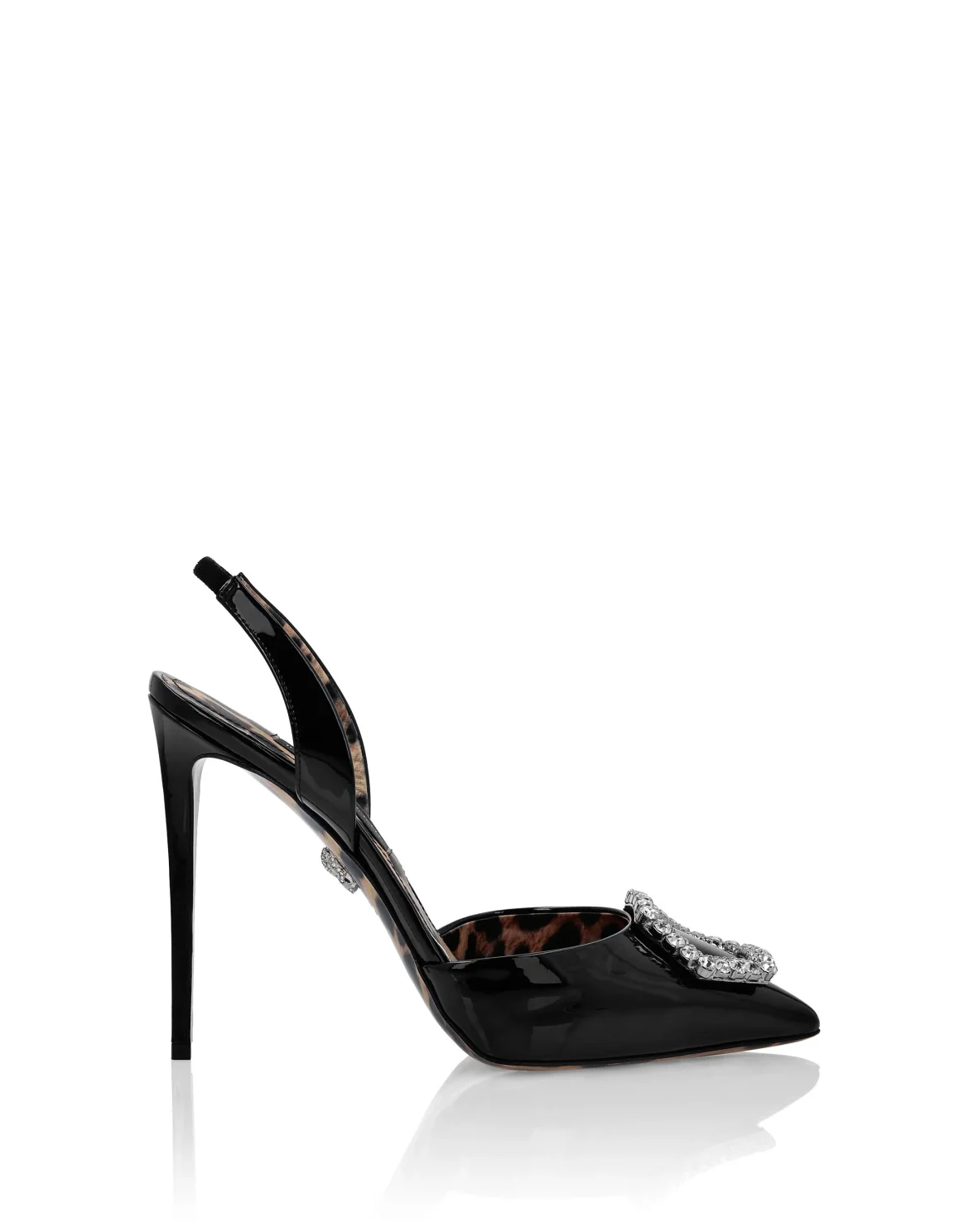 Patent Leather Decollete slingback Hi-Heels Crystal Hexagon, цвет: Черный