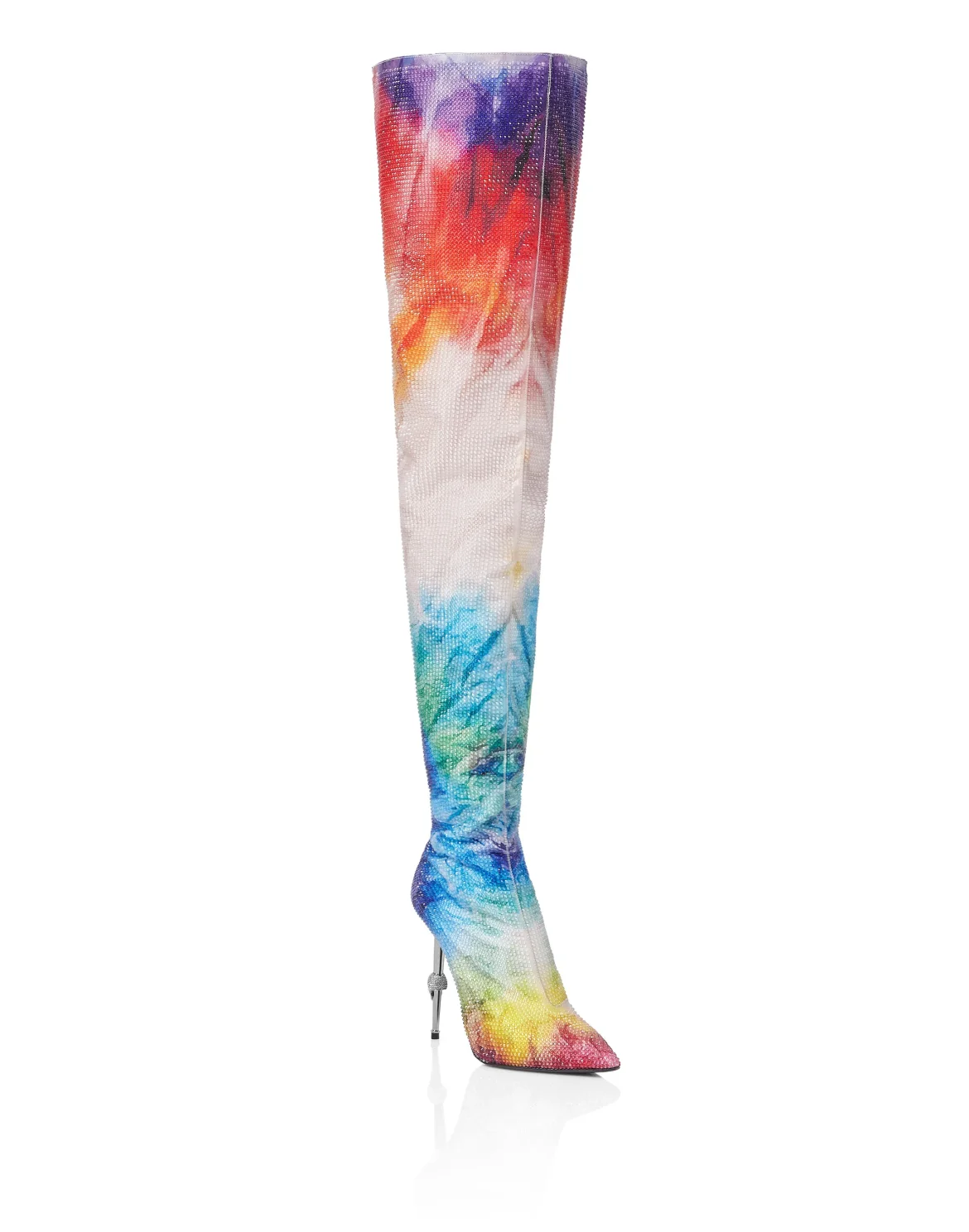 Satin Boots Hi-Heels Overknees Tie dye, цвет: Мультиколор