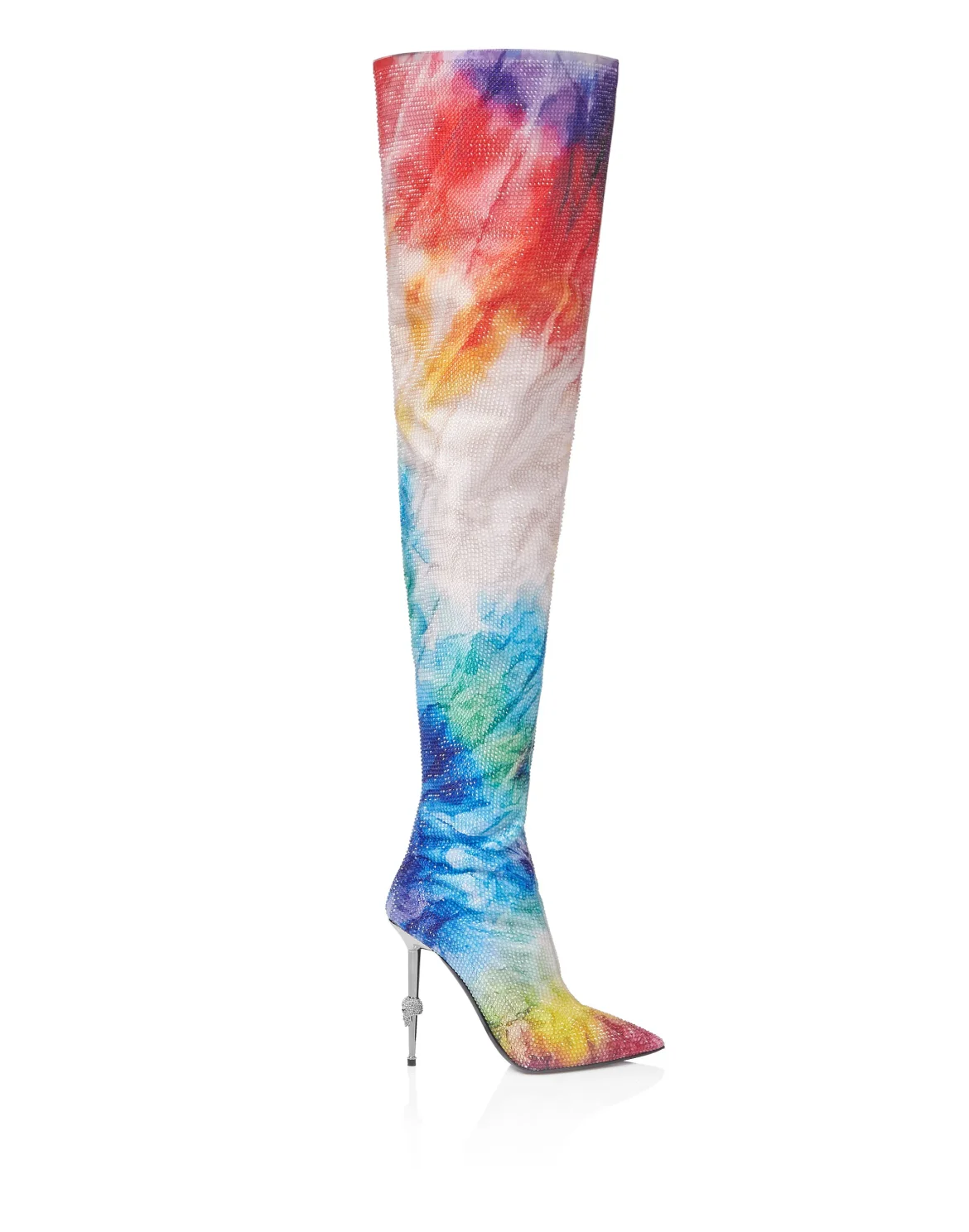 Satin Boots Hi-Heels Overknees Tie dye, цвет: Мультиколор