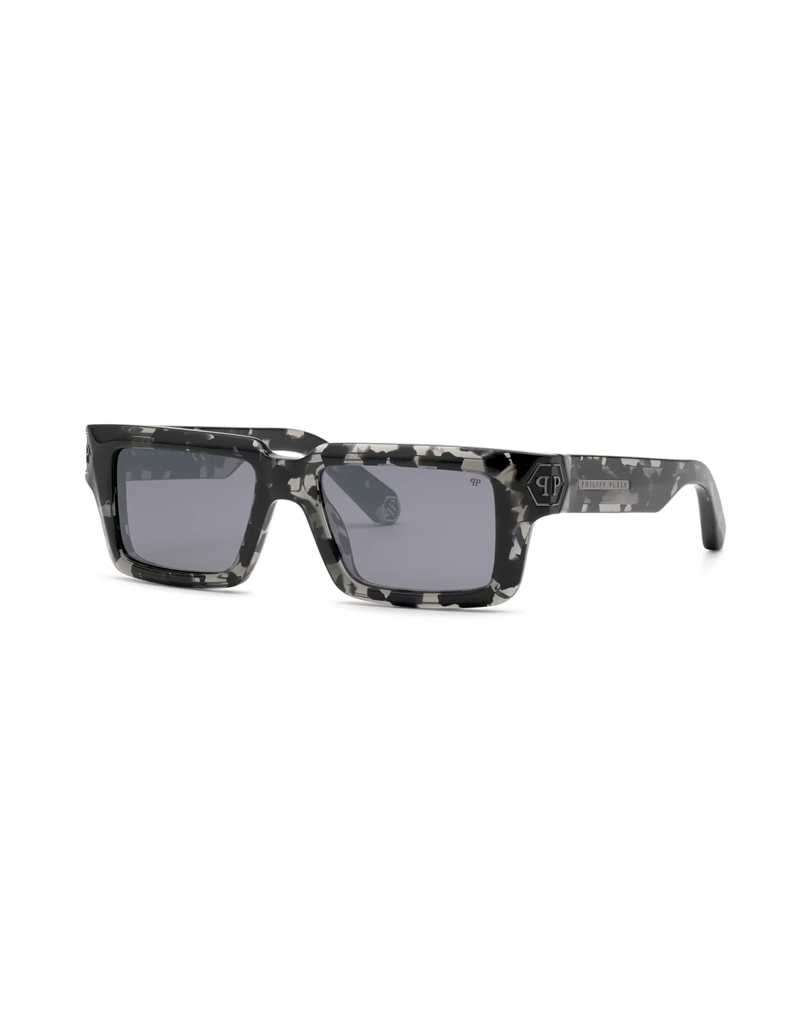 Sunglasses Rectangular Plein Dark Shapes Hexagon, цвет: Черный