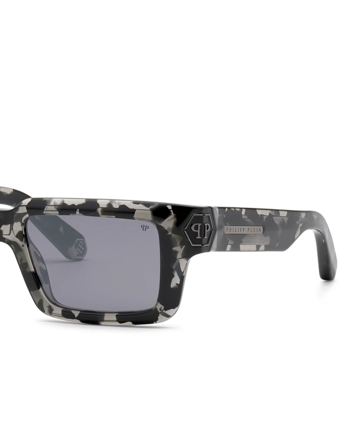 Sunglasses Rectangular Plein Dark Shapes Hexagon, цвет: Черный