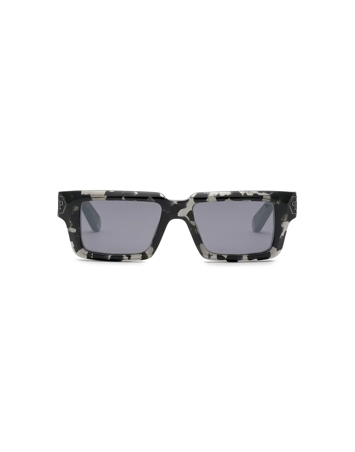 Sunglasses Rectangular Plein Dark Shapes Hexagon, цвет: Черный