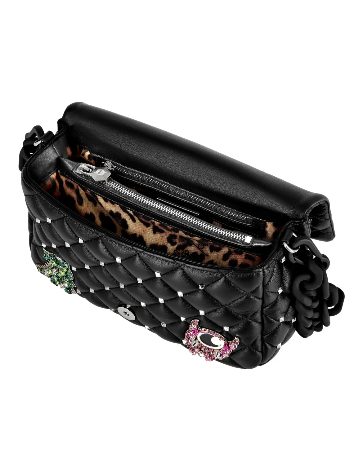 Shoulder Bag Monsters with Crystals, цвет: Черный