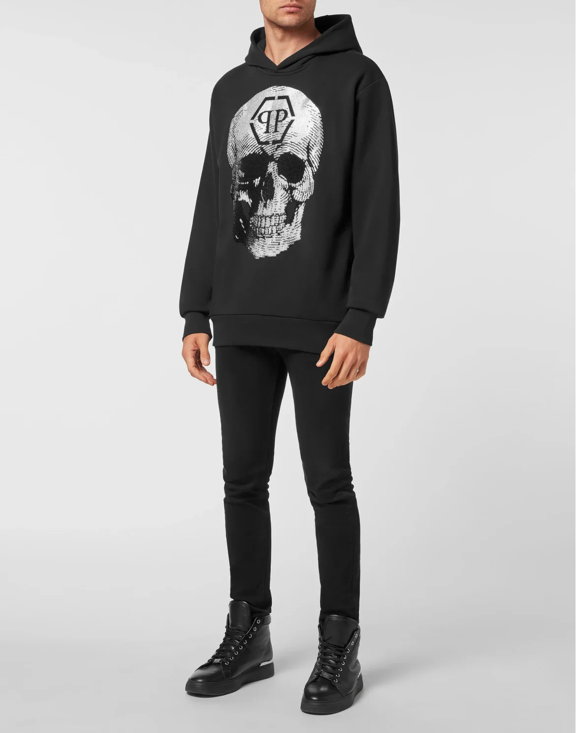 Hoodie sweatshirt Skull with Crystals, цвет: Черный