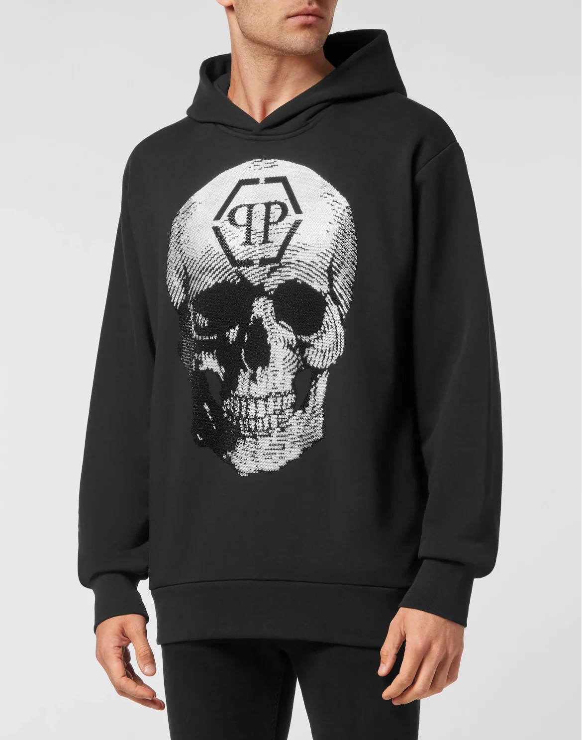 Hoodie sweatshirt Skull with Crystals, цвет: Черный