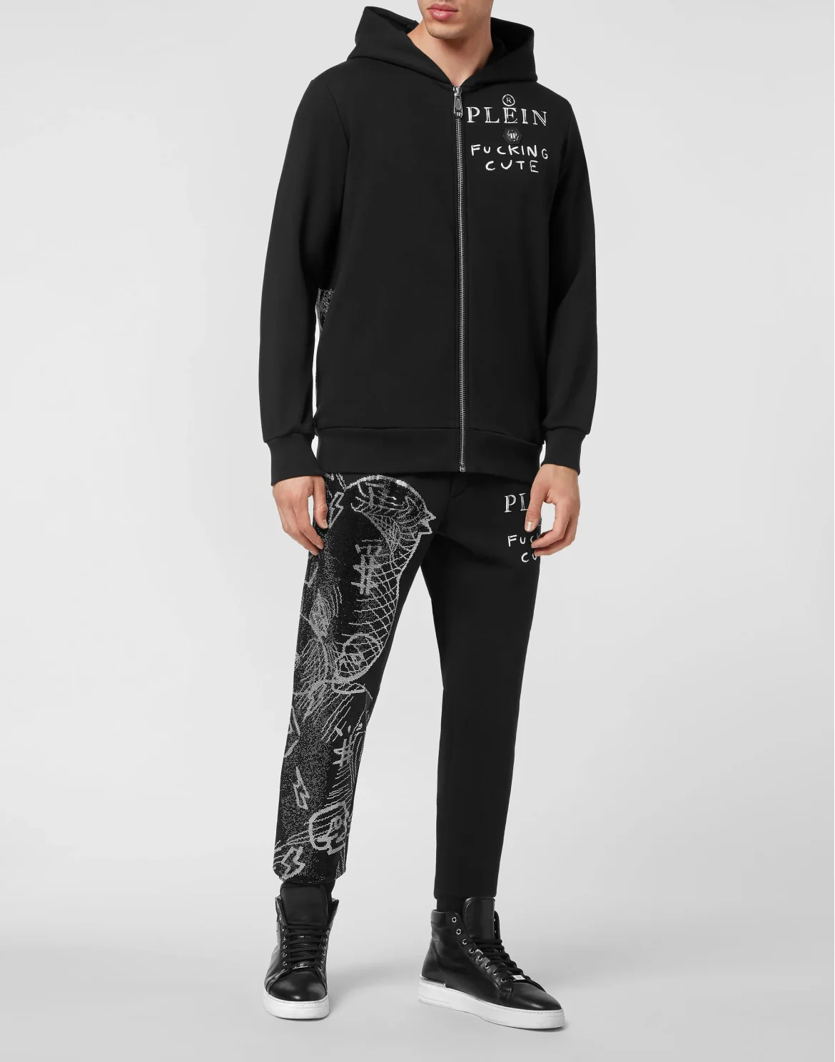 Jogging Tracksuit: Hoodie/Trousers Teddy Bear with Crystals, цвет: Черный