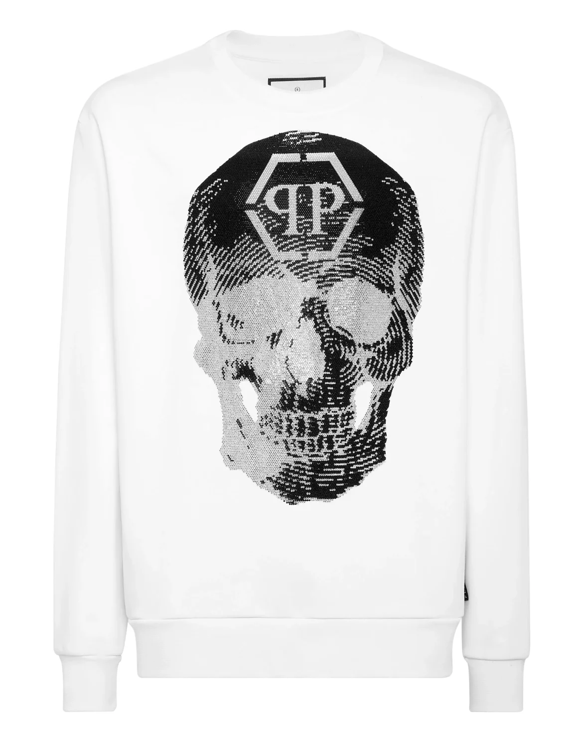 Sweatshirt Roundneck Skull with Crystals, цвет: Белый