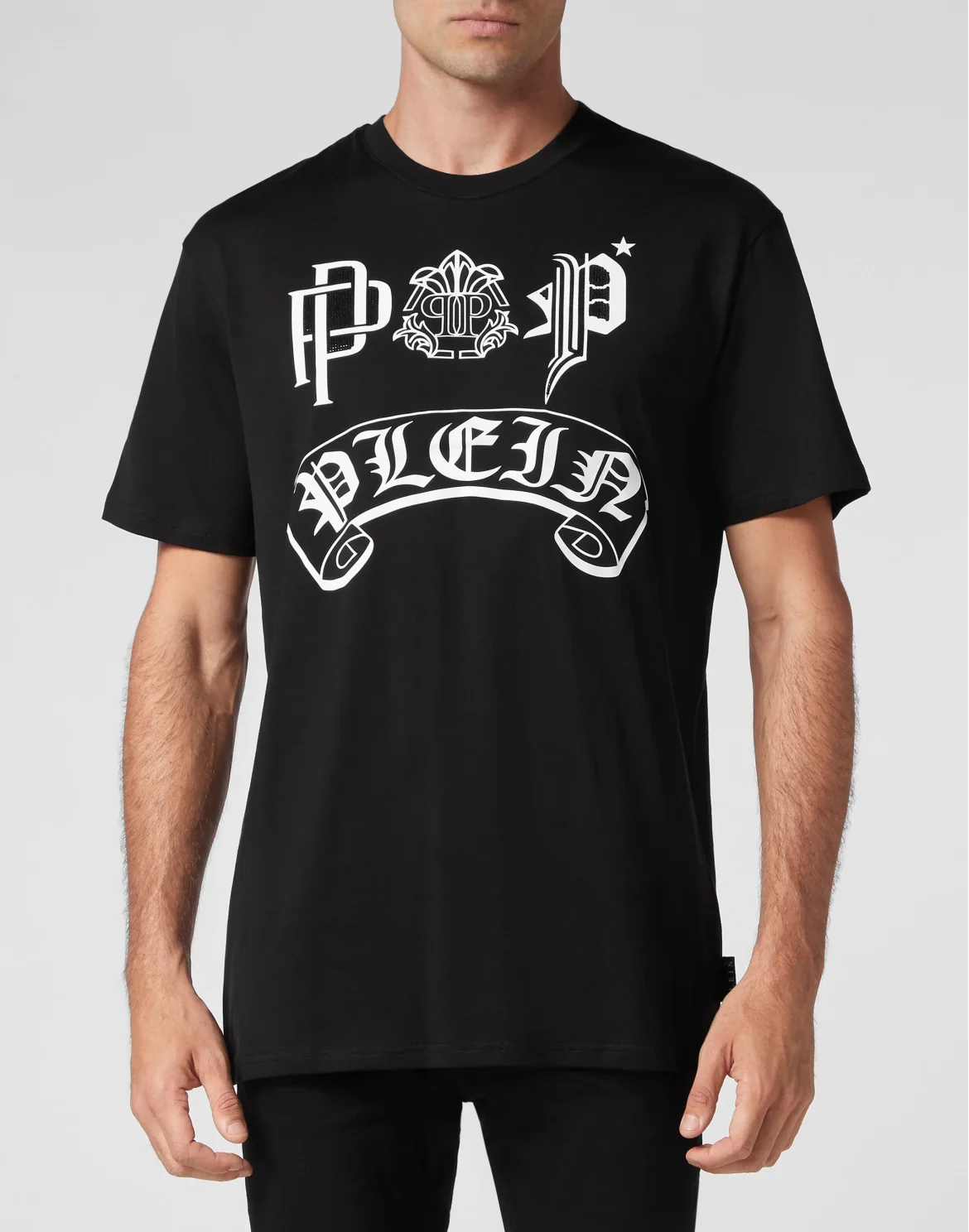 T-shirt Round Neck SS Gothic Plein with Crystals, цвет: Черный