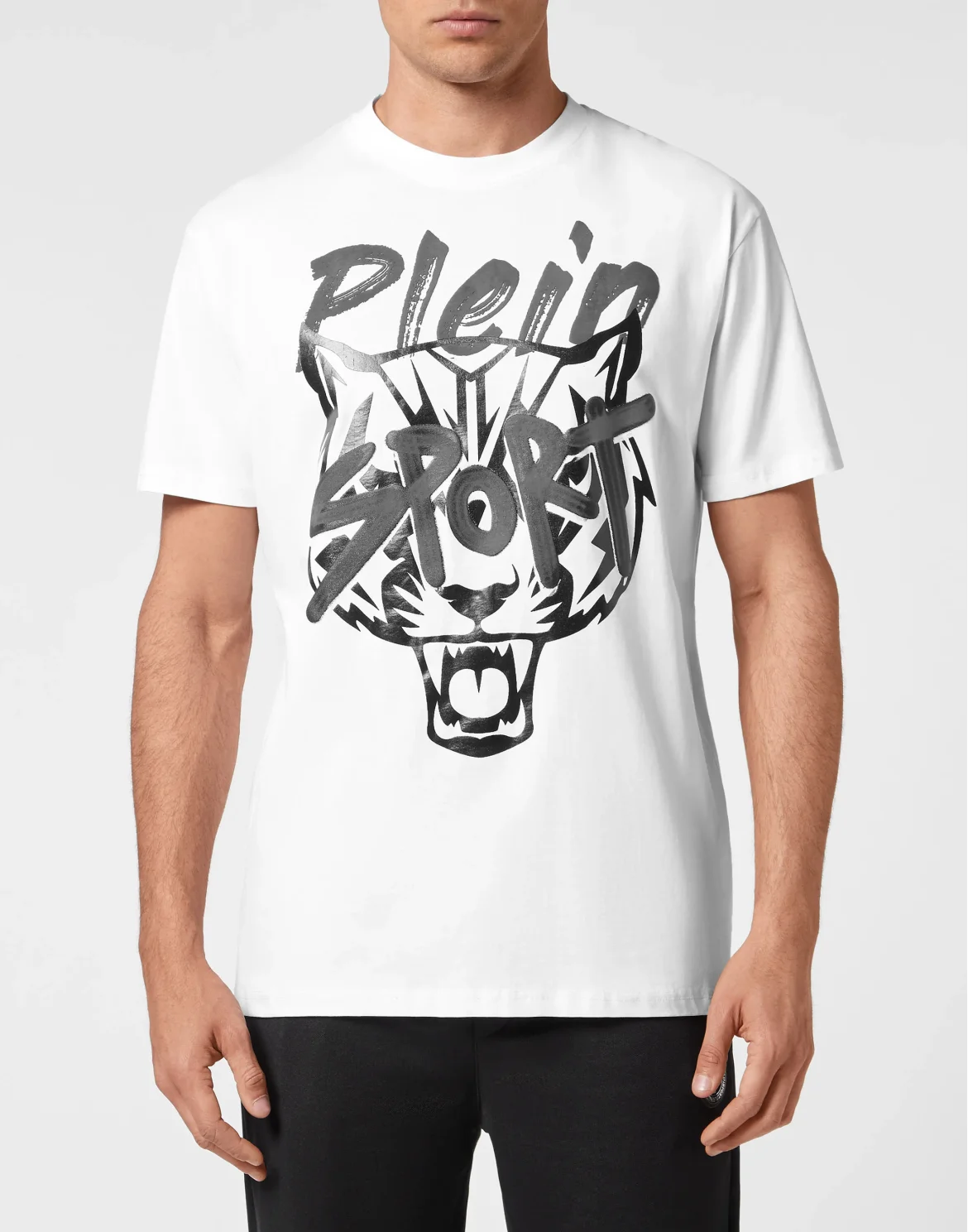 T-shirt Round Neck Stencil Tiger Street Fighter, цвет: Белый