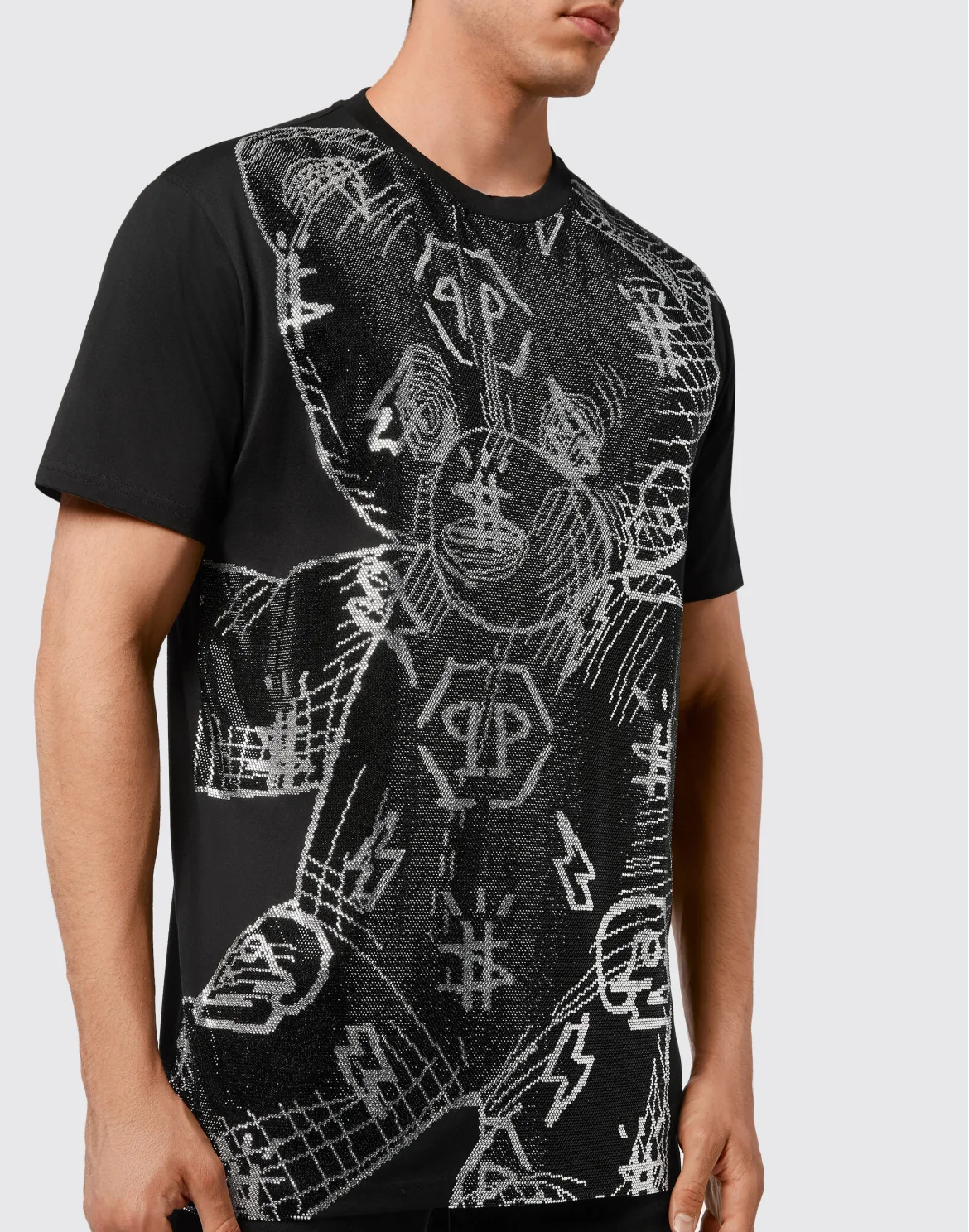 T-shirt Round Neck SS Teddy Bear with Crystals, цвет: Черный