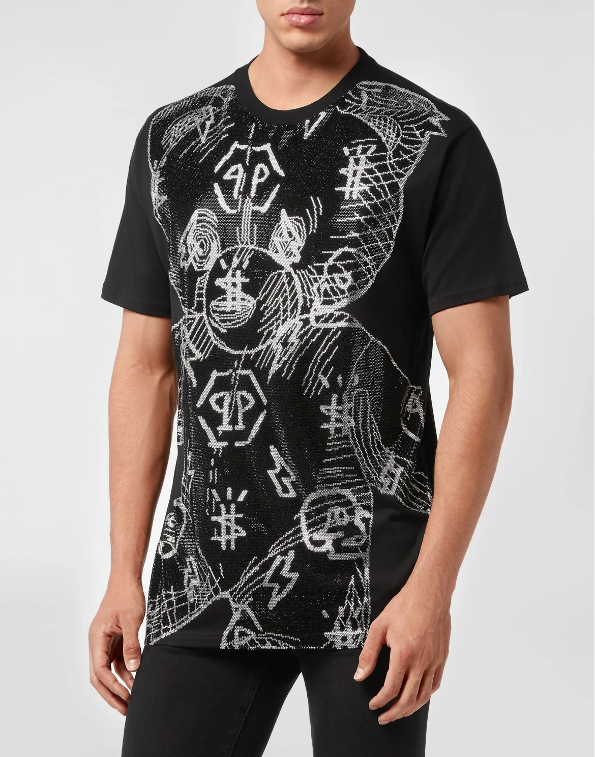 T-shirt Round Neck SS Teddy Bear with Crystals, цвет: Черный
