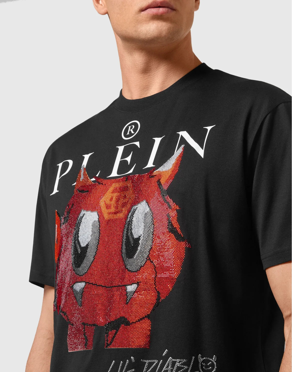 T-shirt Round Neck SS Monsters with Crystals, цвет: Черный