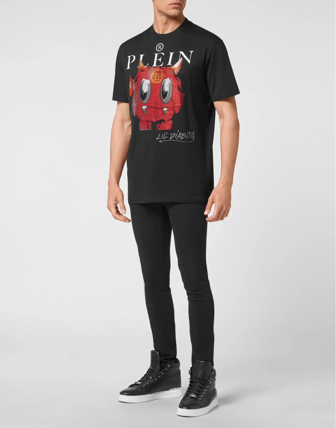 T-shirt Round Neck SS Monsters with Crystals, цвет: Черный