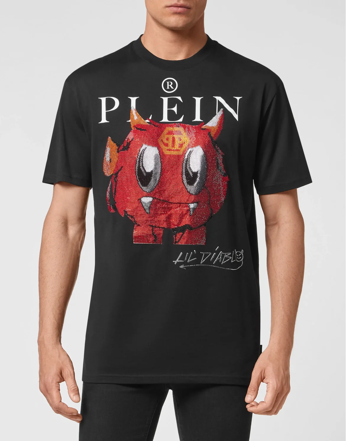 T-shirt Round Neck SS Monsters with Crystals, цвет: Черный