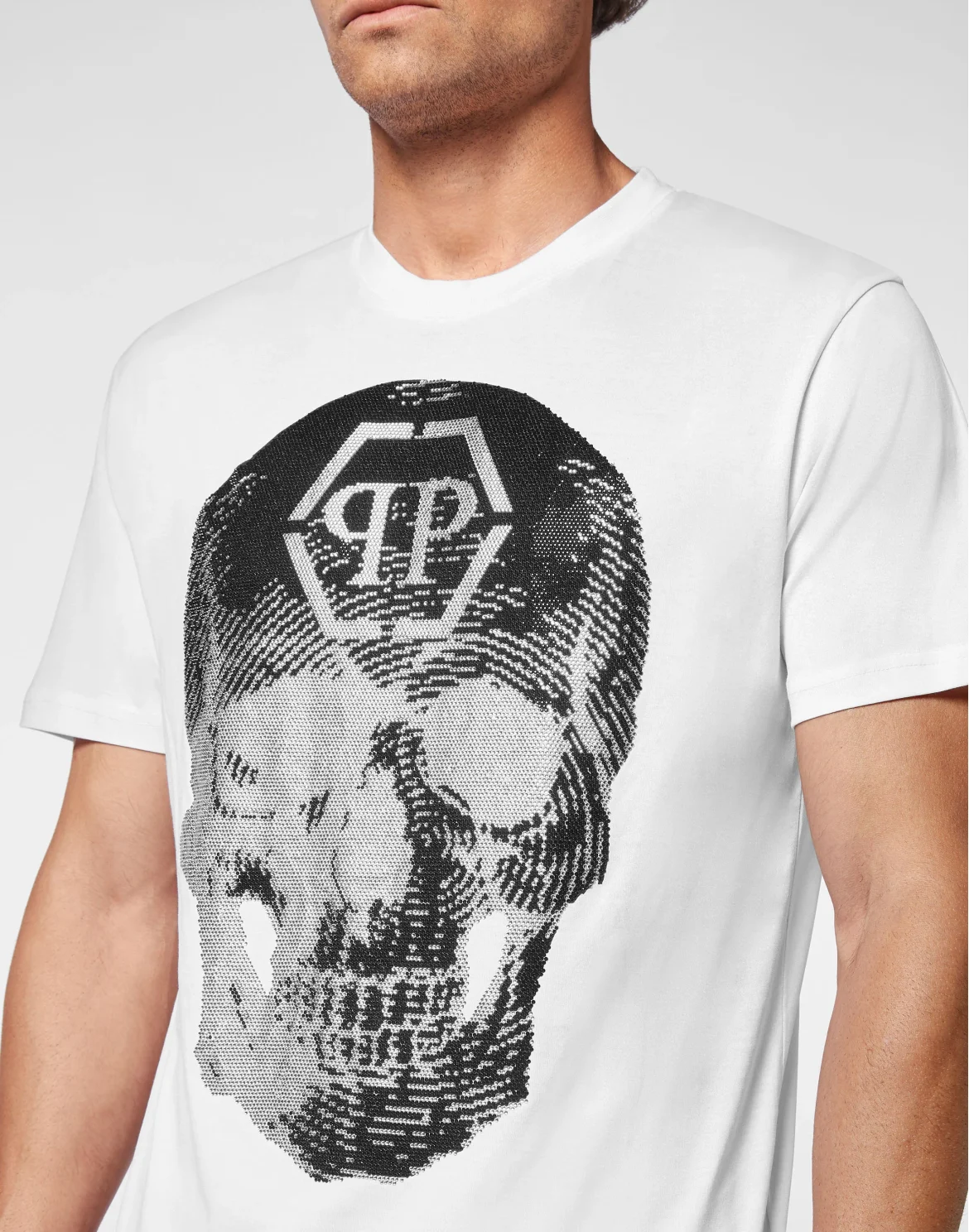 T-shirt Round Neck SS Skull with Crystals, цвет: Белый