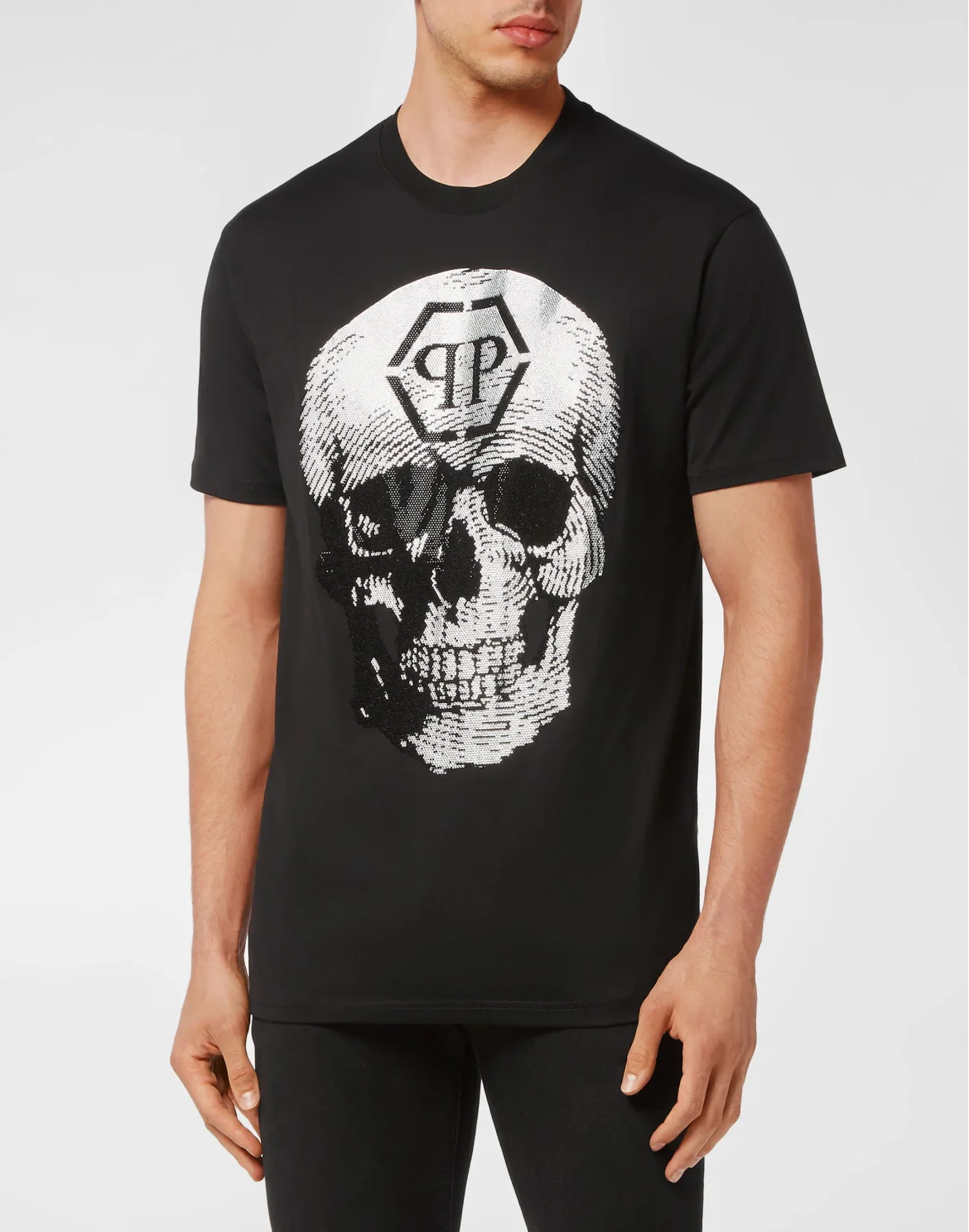 T-shirt Round Neck SS Skull with Crystals, цвет: Черный