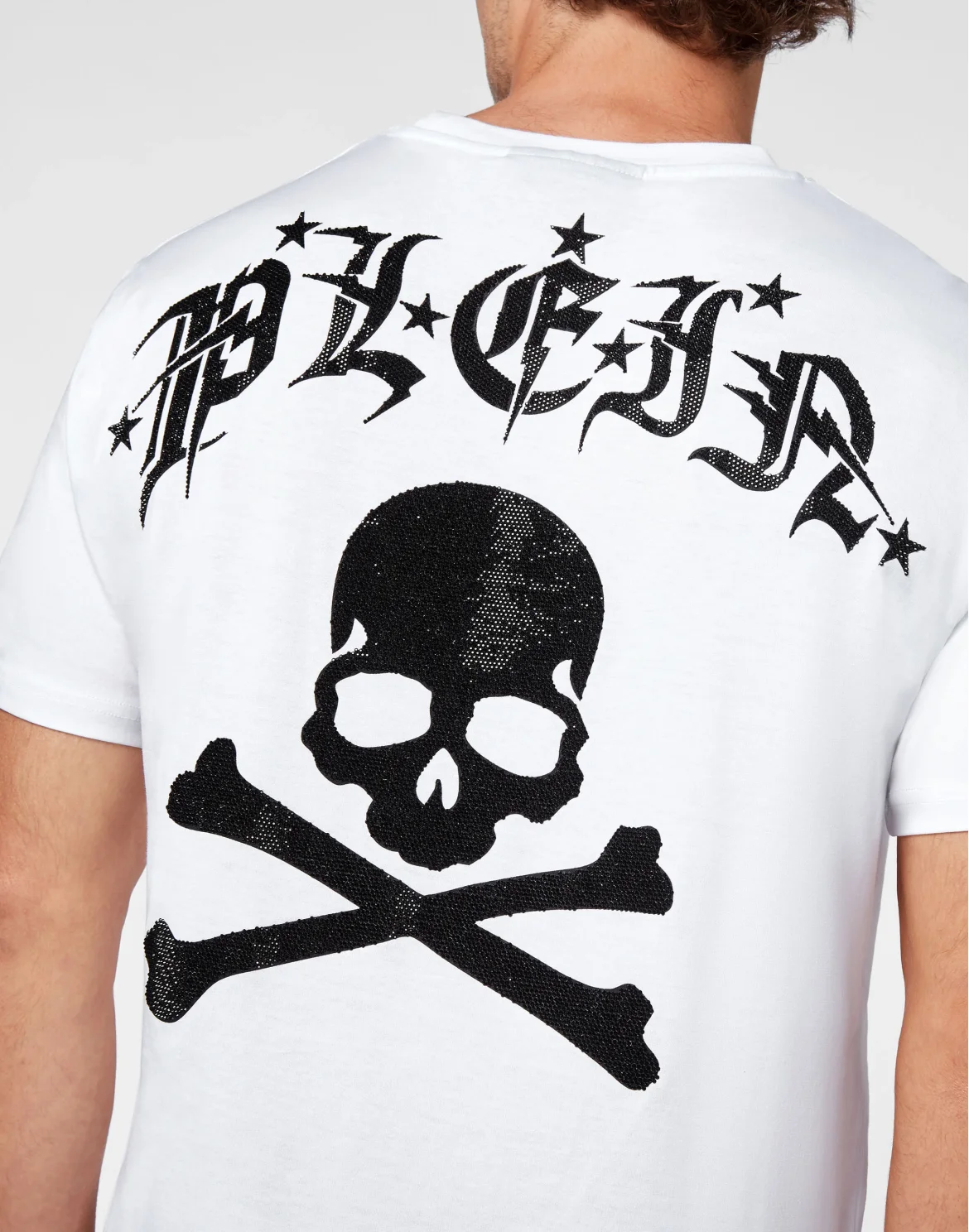 T-shirt Round Neck SS Gothic Plein with Crystals, цвет: Белый