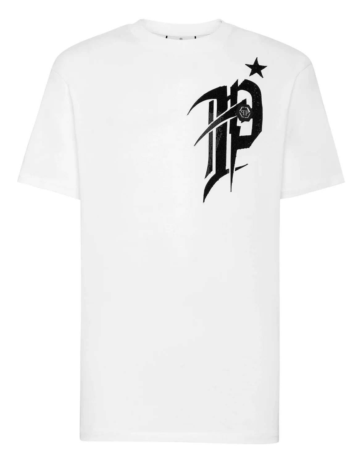 T-shirt Round Neck SS Gothic Plein with Crystals, цвет: Белый