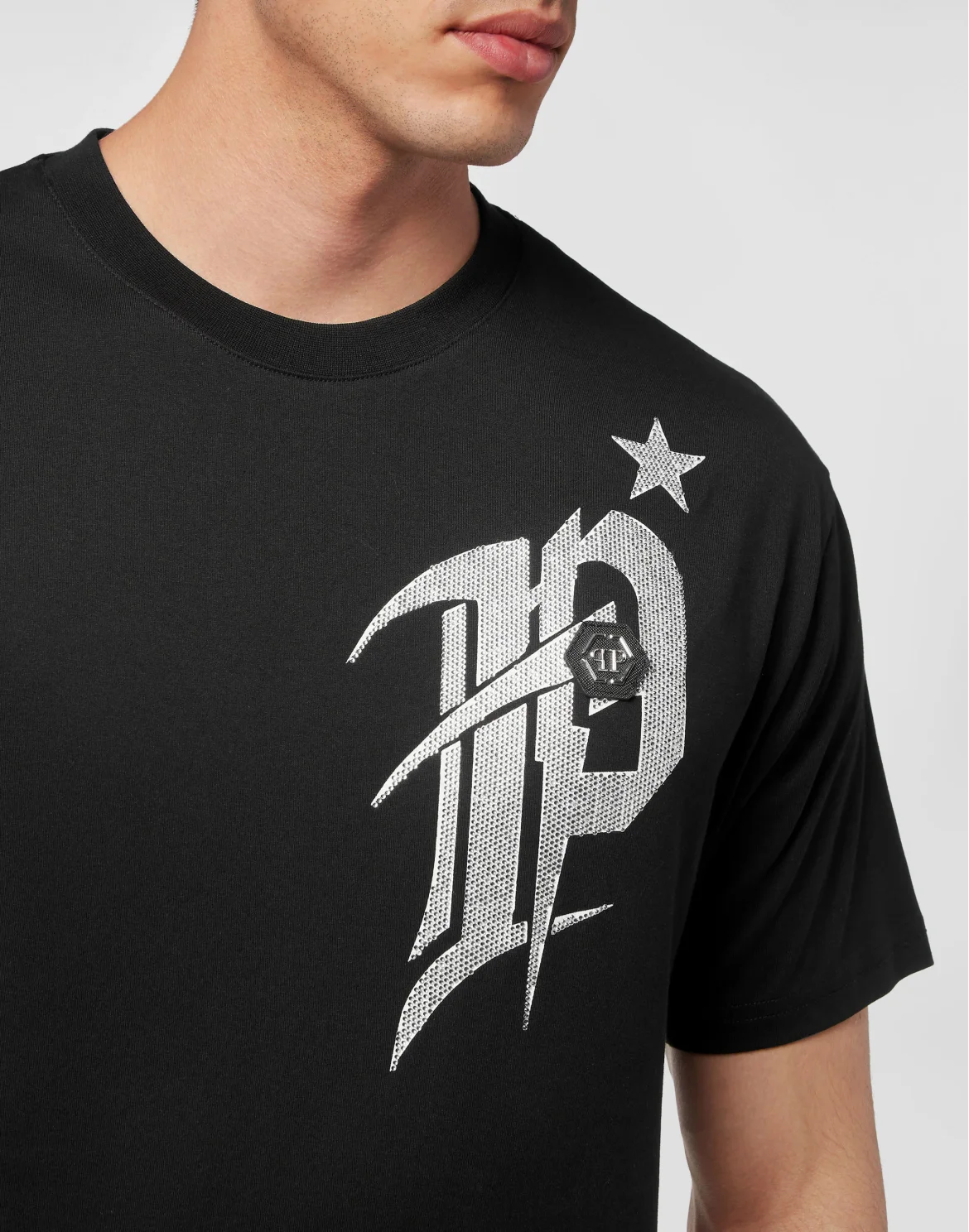T-shirt Round Neck SS Gothic Plein with Crystals, цвет: Черный