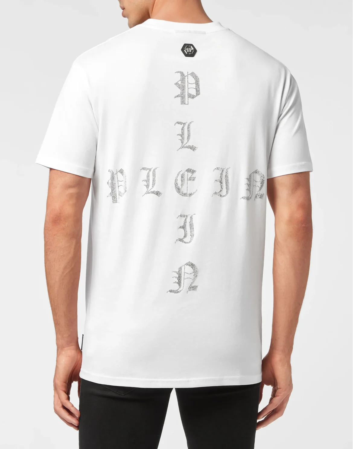 T-shirt Round Neck SS Gothic Plein with Crystals, цвет: Белый