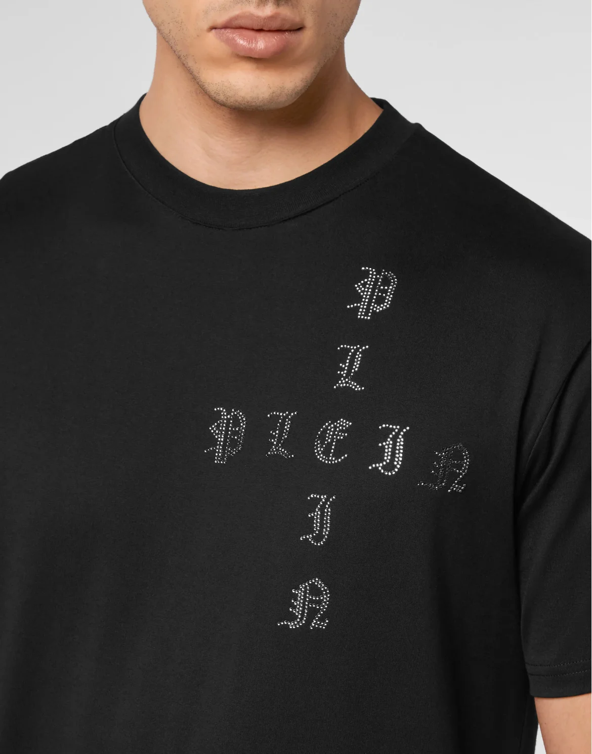 T-shirt Round Neck SS Gothic Plein with Crystals, цвет: Черный