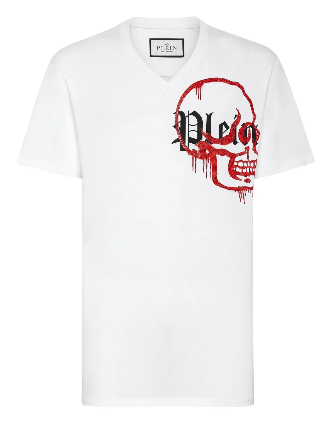 T-shirt V-Neck SS Graffiti with Crystals, цвет: Белый