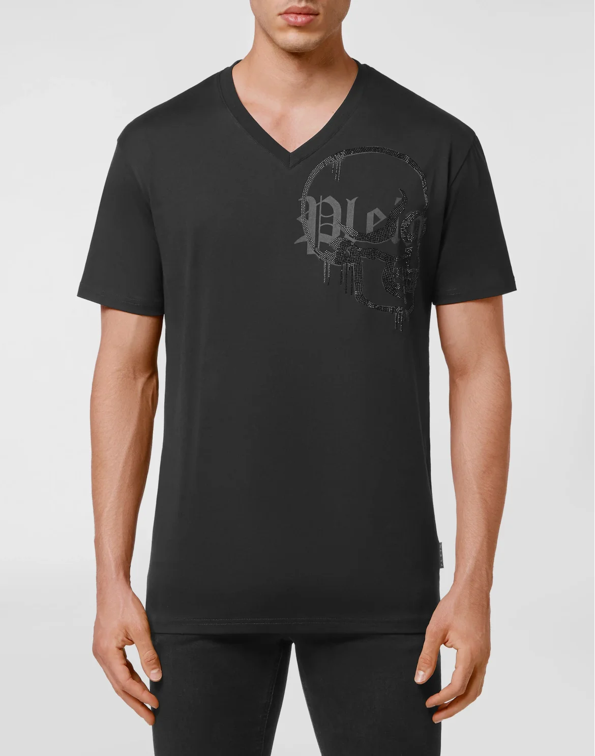 T-shirt V-Neck SS Graffiti with Crystals, цвет: Черный