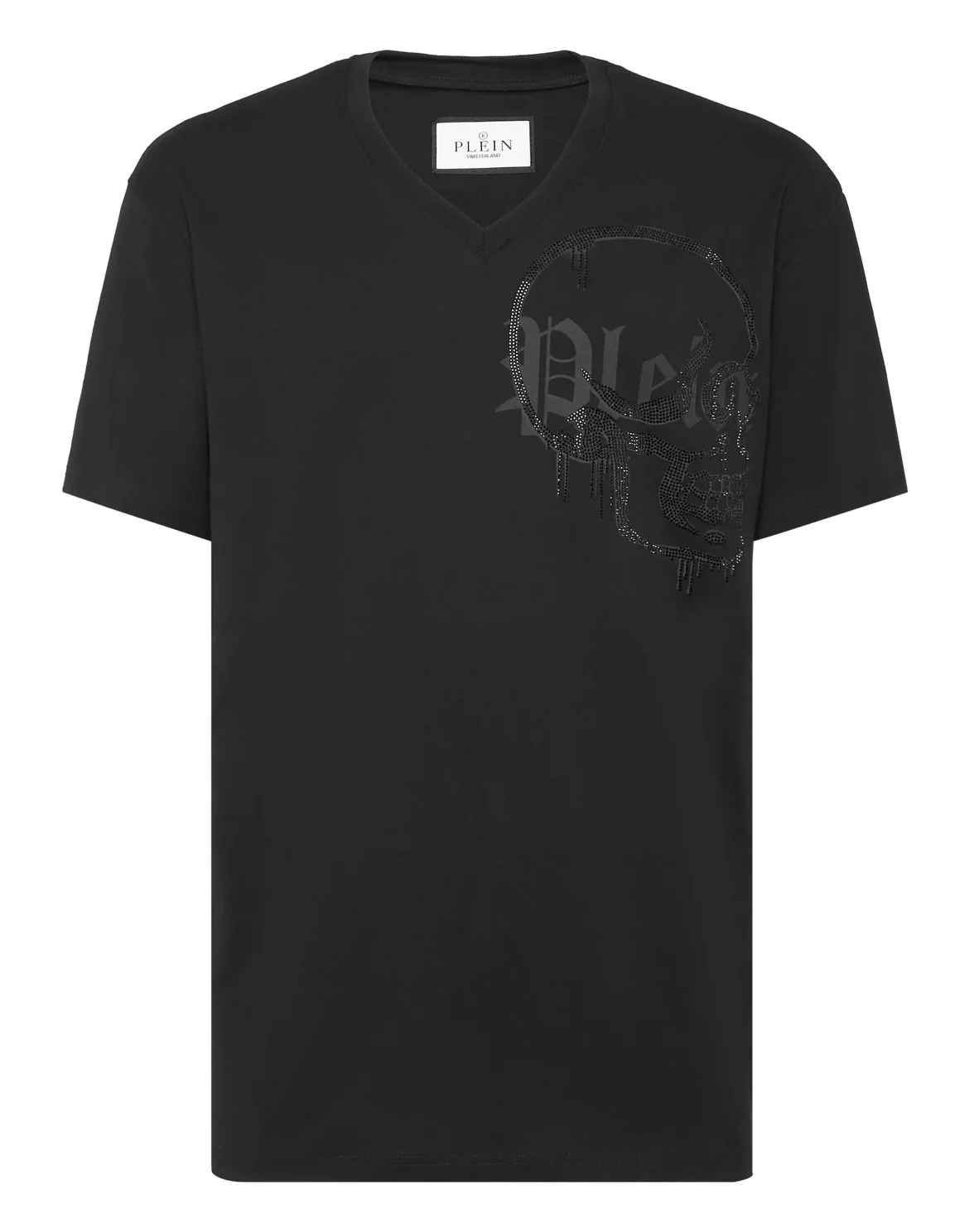 T-shirt V-Neck SS Graffiti with Crystals, цвет: Черный