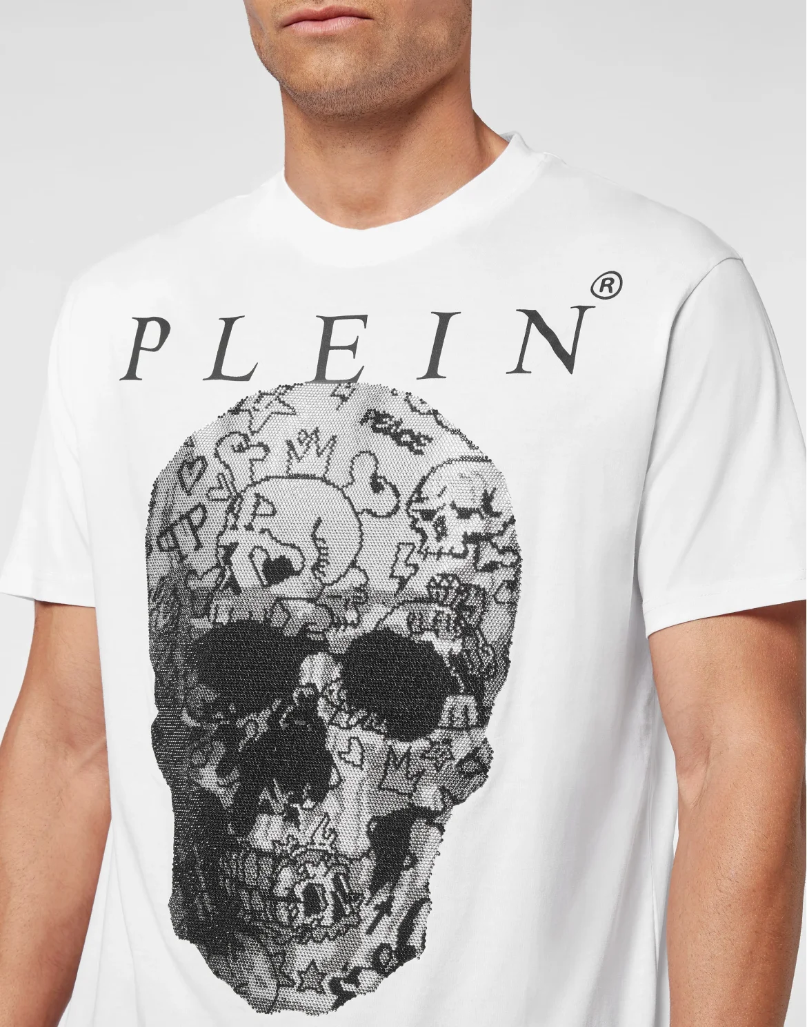 T-shirt Round Neck SS Skull with Crystals, цвет: Белый