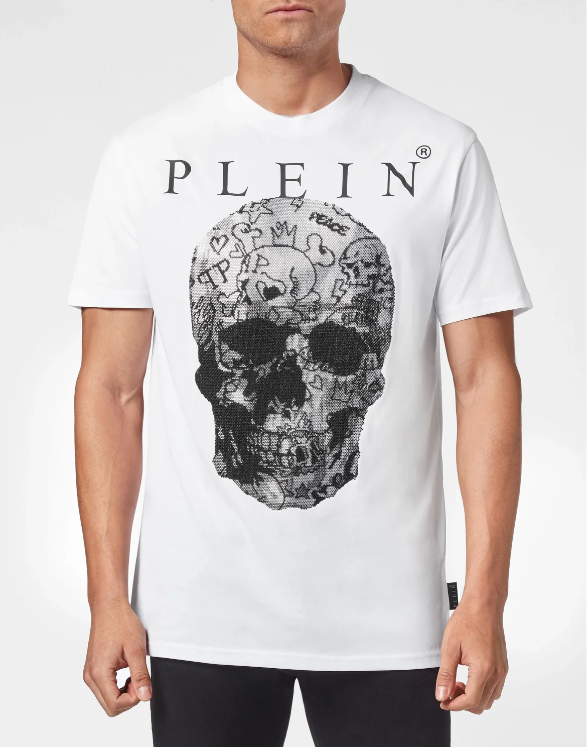 T-shirt Round Neck SS Skull with Crystals, цвет: Белый
