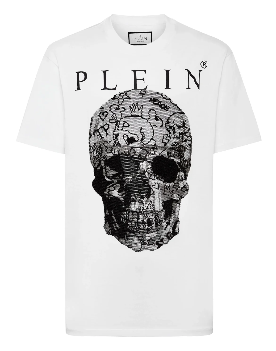 T-shirt Round Neck SS Skull with Crystals, цвет: Белый
