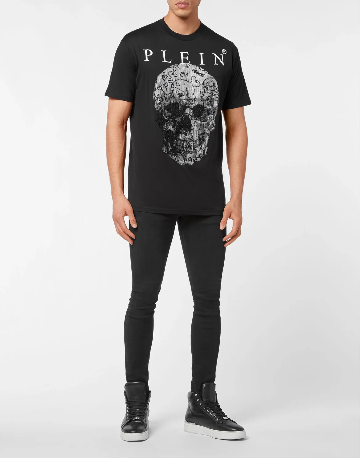 T-shirt Round Neck SS Skull with Crystals, цвет: Черный