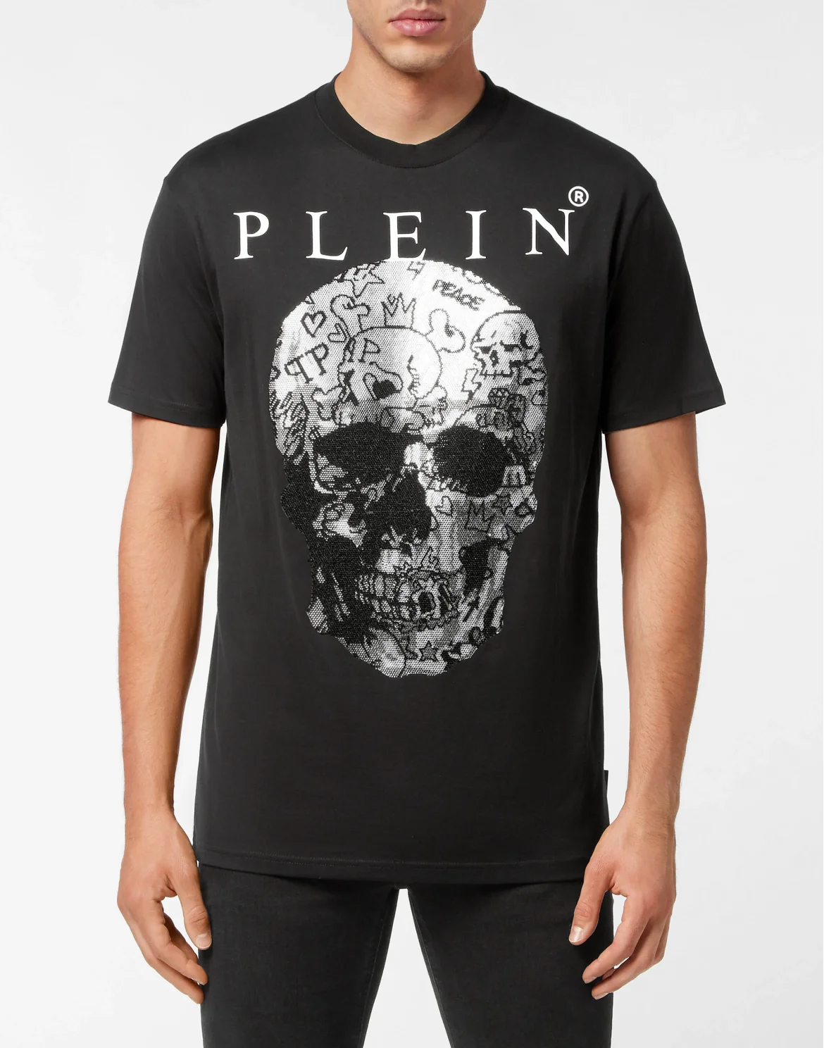 T-shirt Round Neck SS Skull with Crystals, цвет: Черный