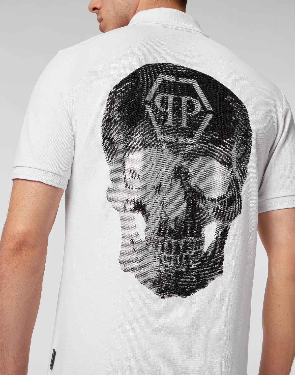 Slim Fit Polo shirt SS Skull with Crystals, цвет: Белый