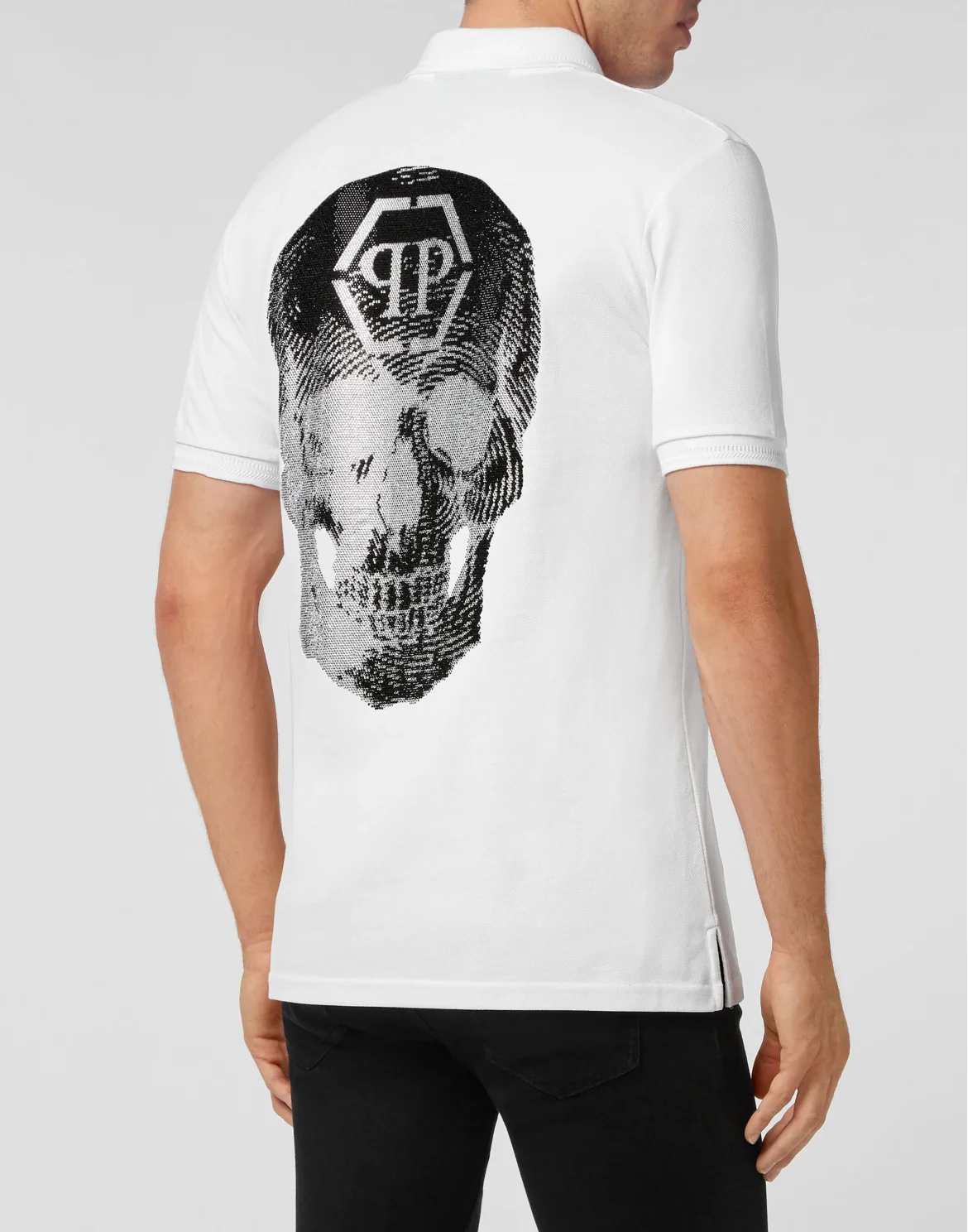 Slim Fit Polo shirt SS Skull with Crystals, цвет: Белый