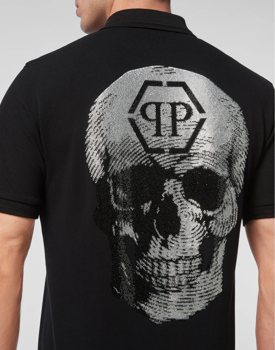 Slim Fit Polo shirt SS Skull with Crystals, цвет: Черный