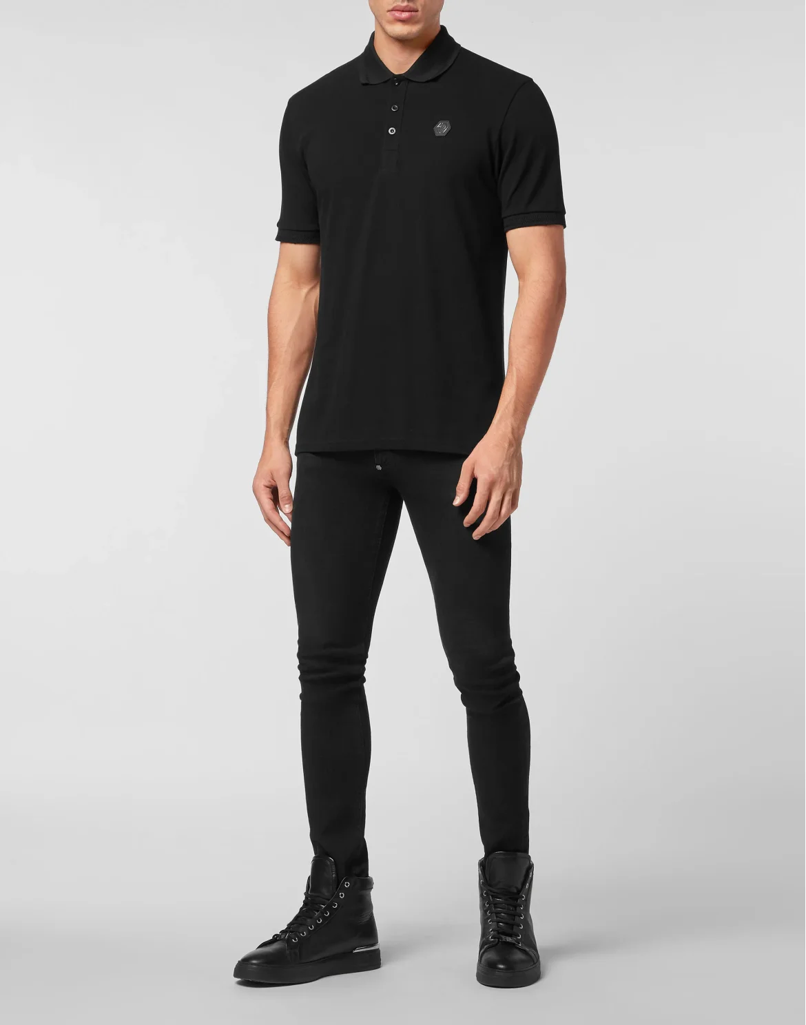 Slim Fit Polo shirt SS Skull with Crystals, цвет: Черный