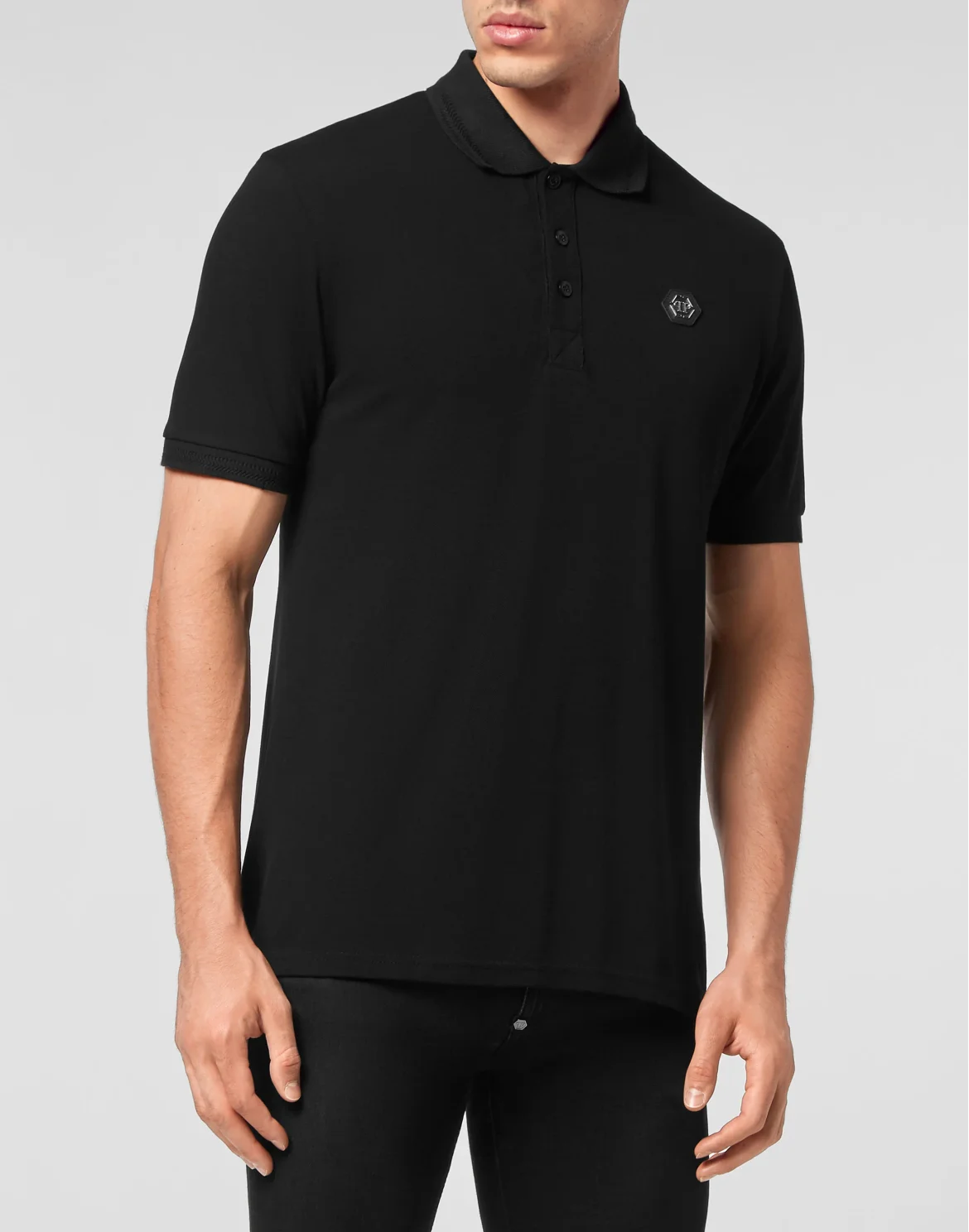 Slim Fit Polo shirt SS Skull with Crystals, цвет: Черный