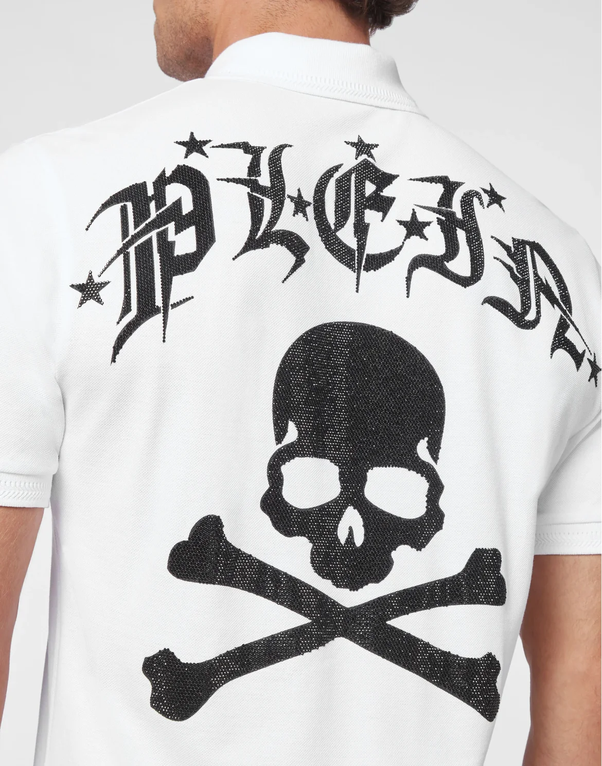 Slim Fit Polo shirt SS Gothic Plein with Crystals, цвет: Белый