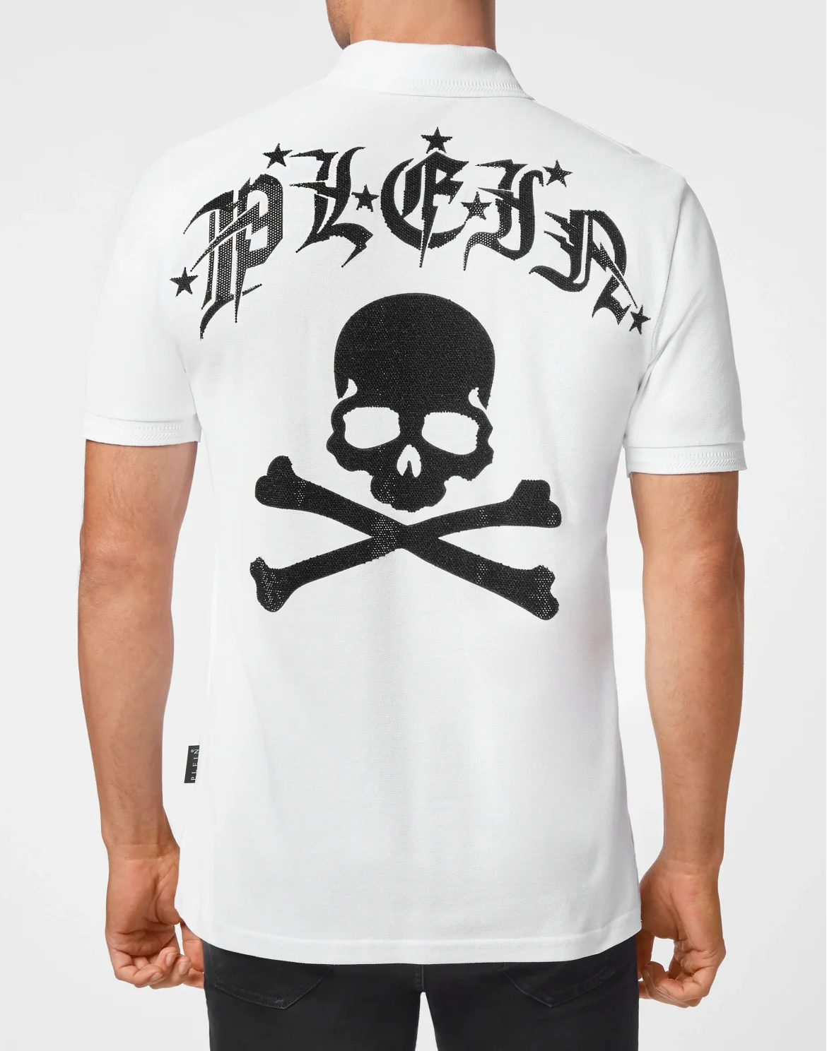 Slim Fit Polo shirt SS Gothic Plein with Crystals, цвет: Белый