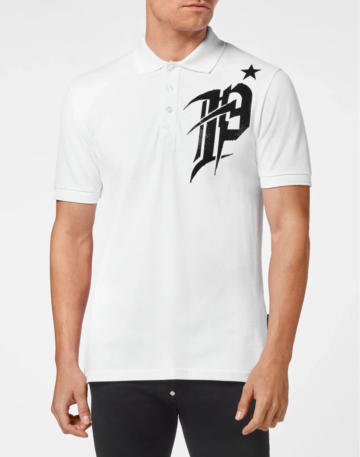 Slim Fit Polo shirt SS Gothic Plein with Crystals, цвет: Белый