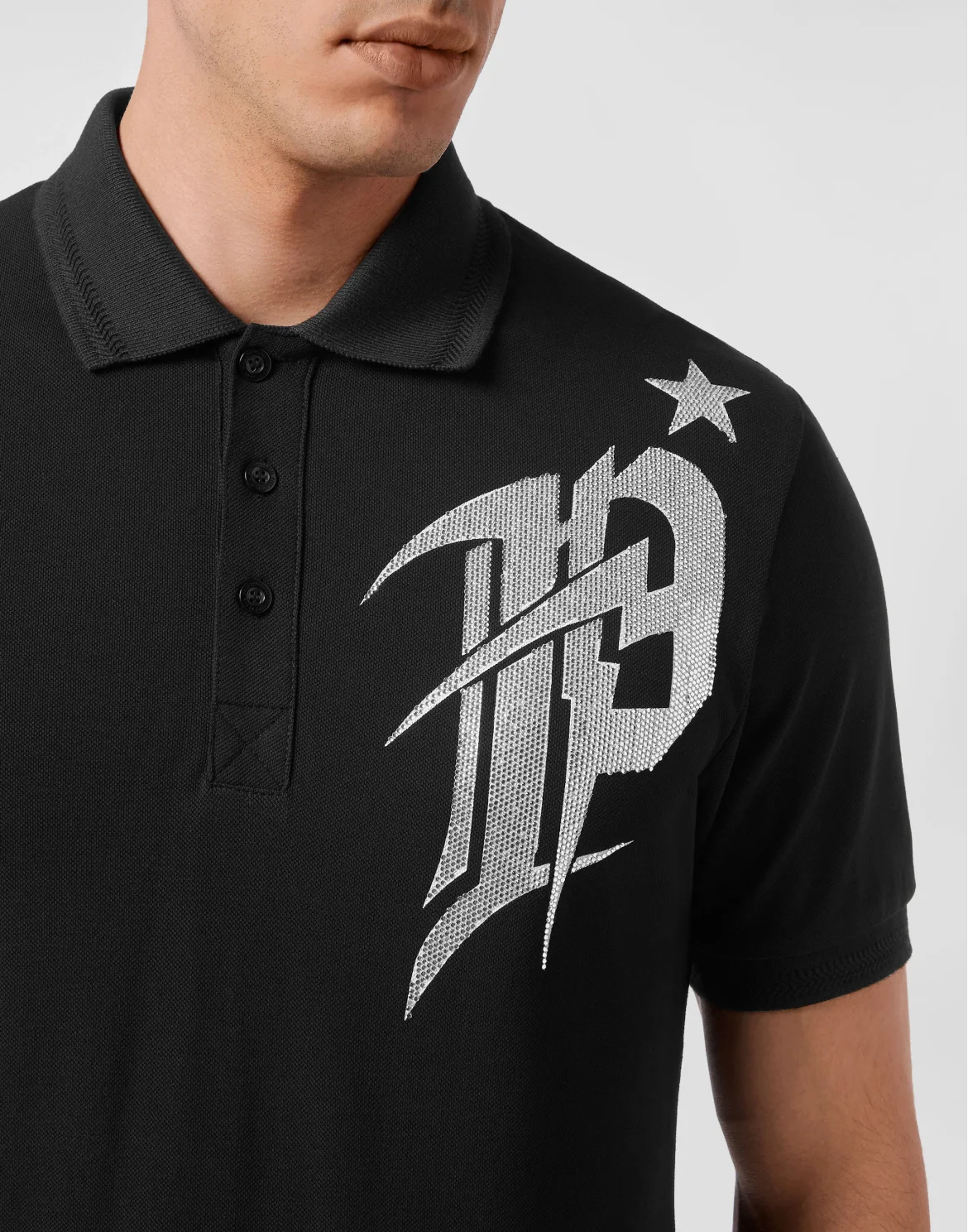 Slim Fit Polo shirt SS Gothic Plein with Crystals, цвет: Черный