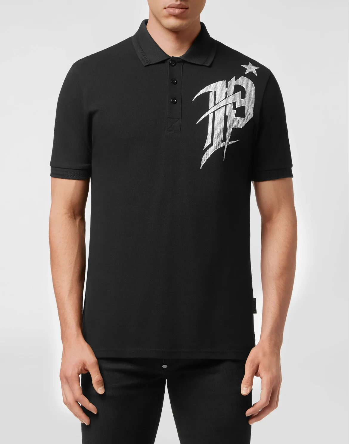 Slim Fit Polo shirt SS Gothic Plein with Crystals, цвет: Черный