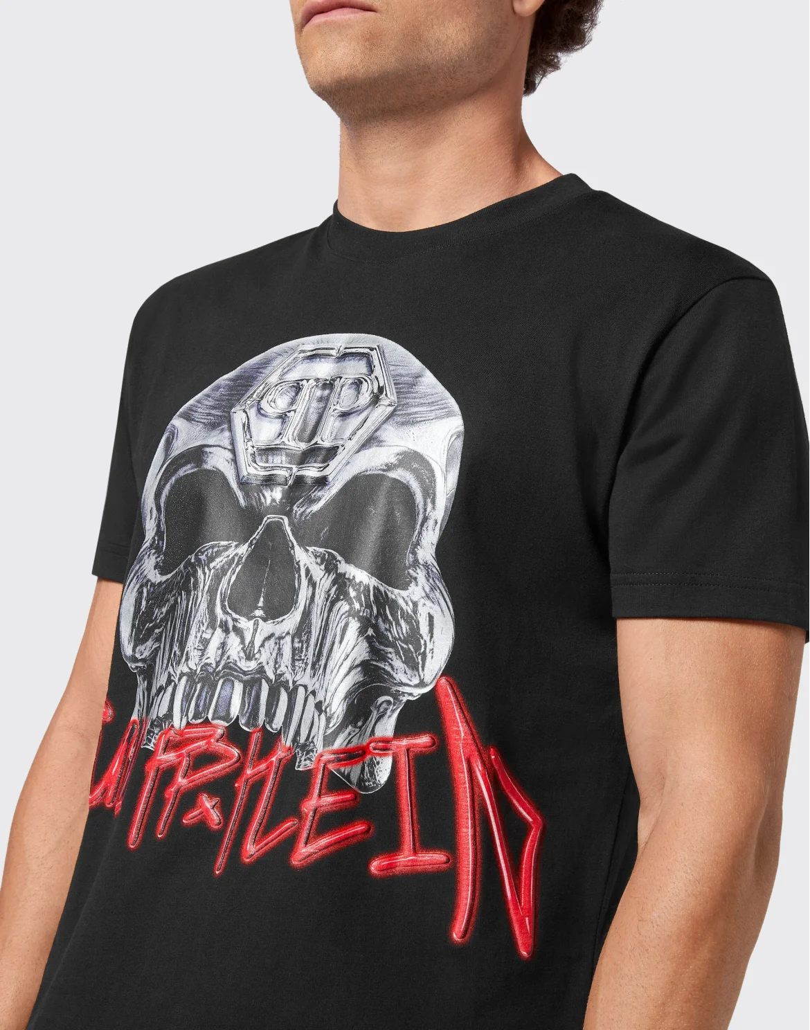 T-shirt Round Neck Skull, цвет: Черный