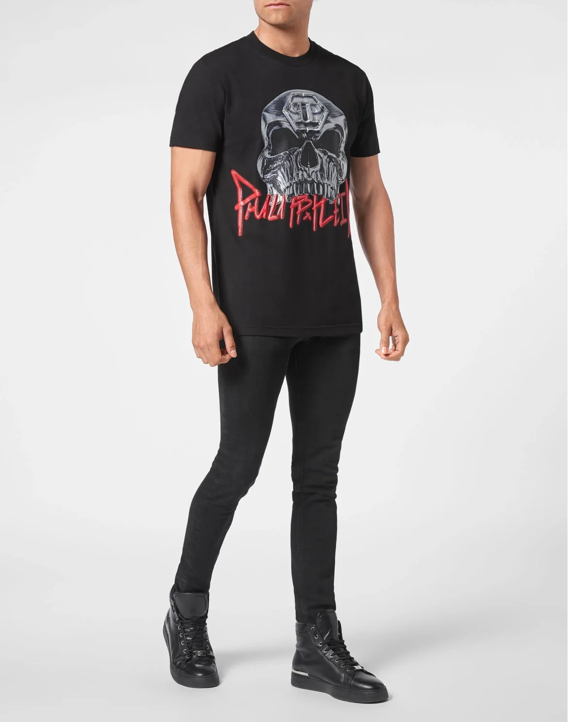 T-shirt Round Neck Skull, цвет: Черный