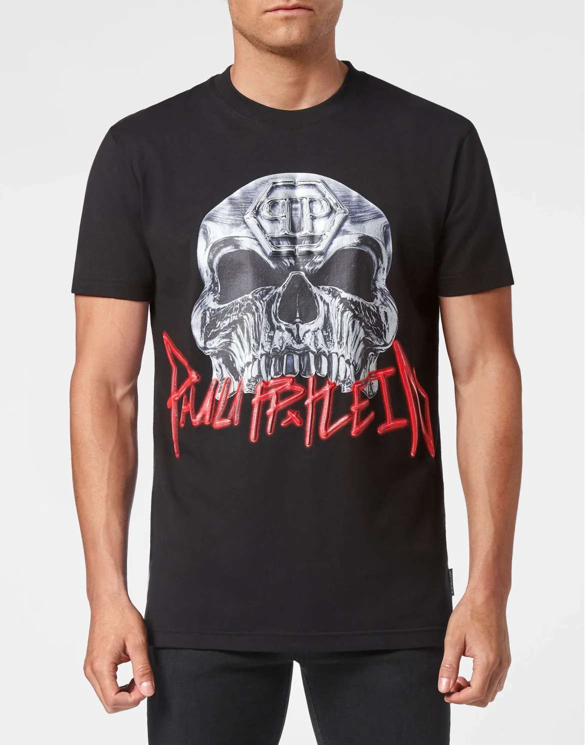 T-shirt Round Neck Skull, цвет: Черный