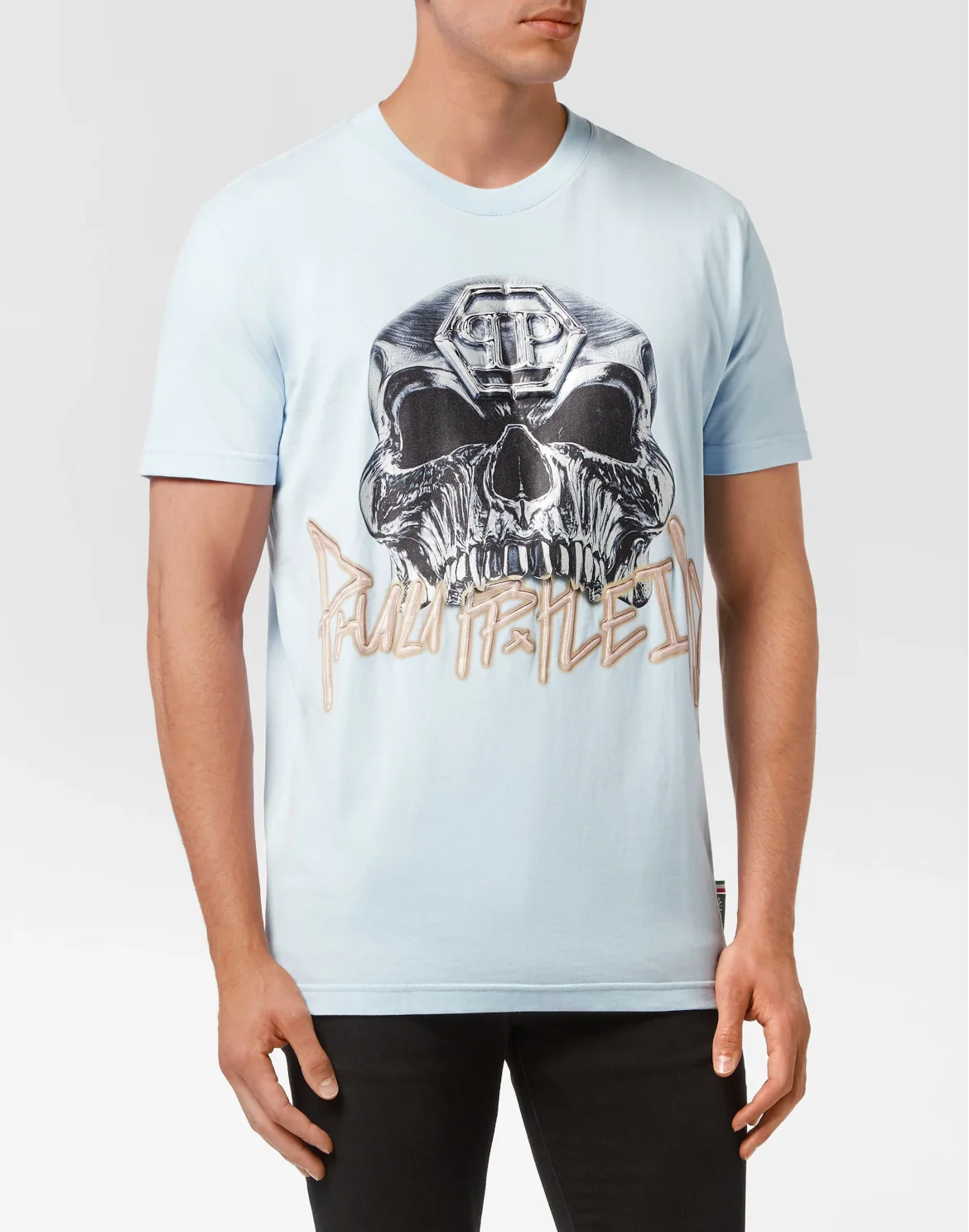 T-shirt Round Neck Skull, цвет: Голубой