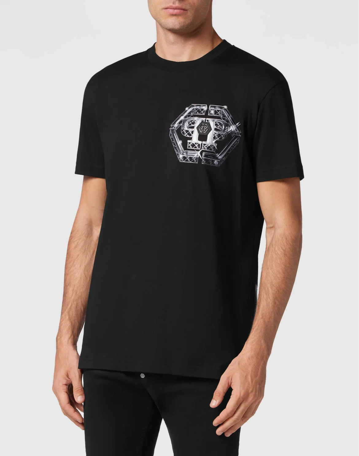 T-shirt Round Neck Skull, цвет: Черный