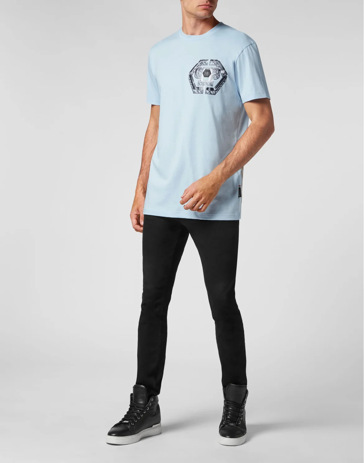 T-shirt Round Neck Skull, цвет: Голубой